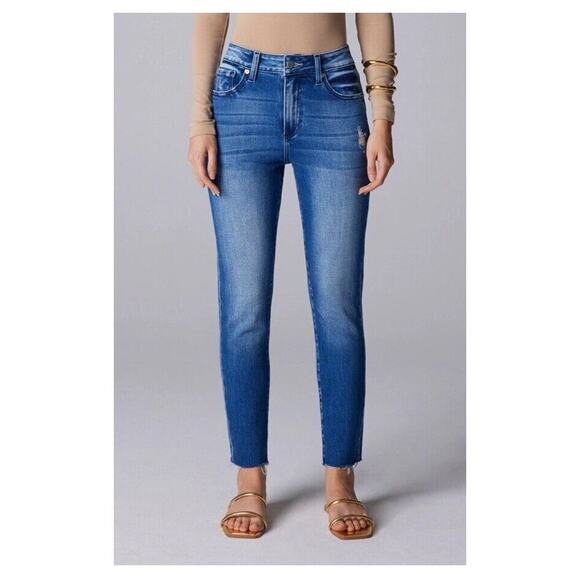 Ceros Jeans Women's 16 Sophia Mid Rise Straight Monterey Blue Denim Medium Wash - Picture 1 of 6